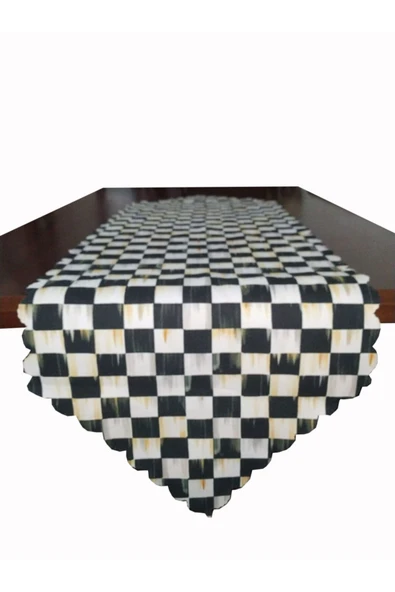 Alkan Homes Dama Desenli Dijital Baskılı Dekoratif Runner - 2