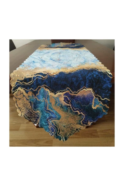 Alkan Homes Mermer Desenli Dijital Baskılı Dekoratif Runner - Resim 2