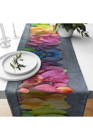 Alkan Homes Yaprak Desenli Lazer Kesimli Dekoratif Runner - Resim 2