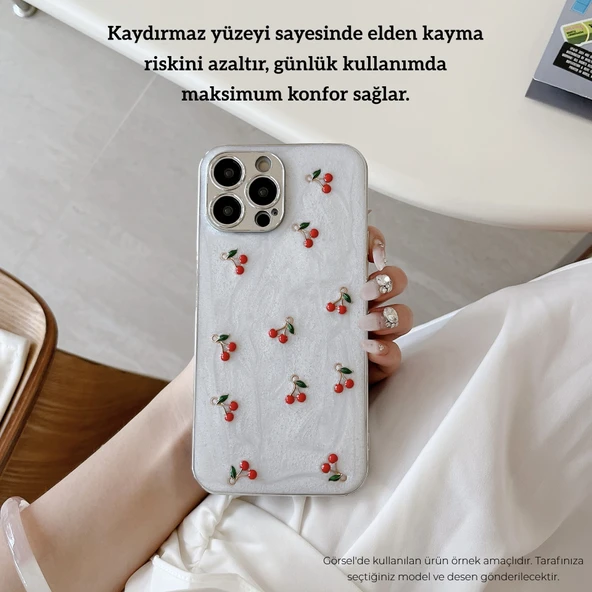 Samsung Galaxy A36 Uyumlu Kamera Korumalı Kiraz-Fiyonk Figürlü Silikon Kapak - 3