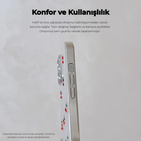 Samsung Galaxy A36 Uyumlu Kamera Korumalı Kiraz-Fiyonk Figürlü Silikon Kapak - 7
