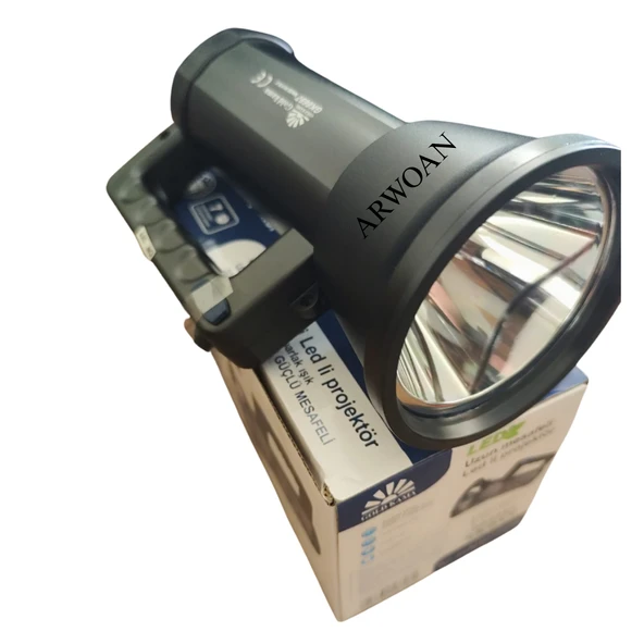 GK6697 Uzun Menzilli LED Projektör Fener | 10W Güçlü Aydınlatma | 7 Saat Çalışma Süresi | Taşınabilir Şarjlı El Feneri - 3