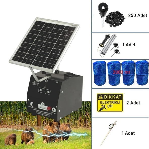 Pars P2518/2000A Güneş Enerjili Ve Akülü Elektrikli Hazır Çit Sistemi Ahşap İzolatörlü ürün görseli 1