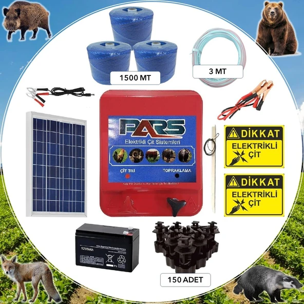 Pars Elektrikli Çit Ayı-Domuz Kovucu Eco Set 1500 (Demir Direk İzolatörlü) ürün görseli 1