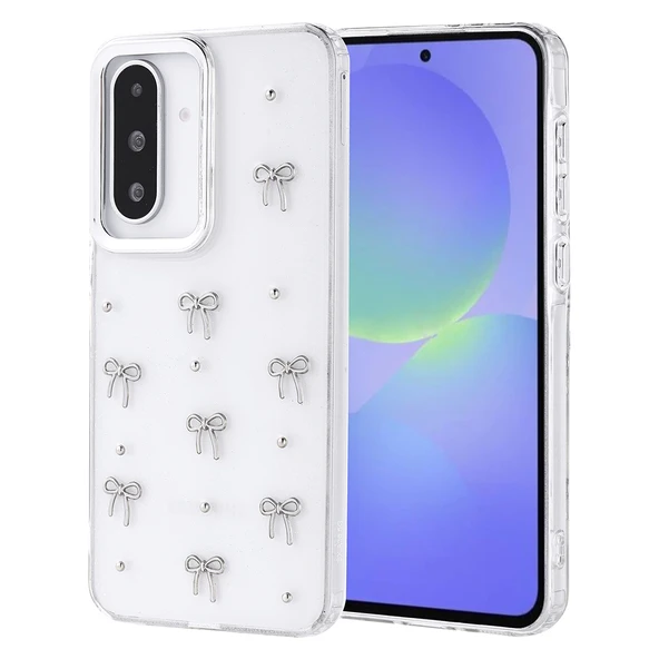 Samsung Galaxy A36 Uyumlu Kamera Korumalı Kiraz-Fiyonk Figürlü Silikon Kapak