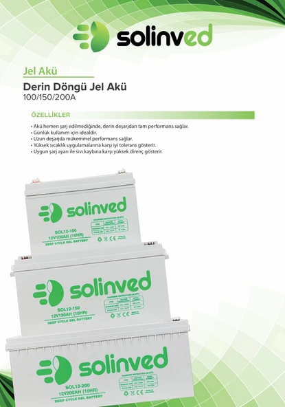 Solinved 12v 100Ah Jel Akü - Resim 2