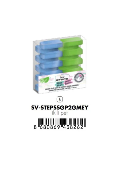 Serve Steps Pastel Silgi 2 Li Yeşil Mavi