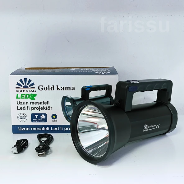 Gold Kama GK6697 Uzun Menzilli LED Şarj Edilebilir Projektör El Feneri 10W - Resim 8
