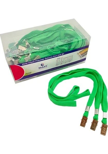 Metal Klipsli Kart Askı İpi Yeşil - 2