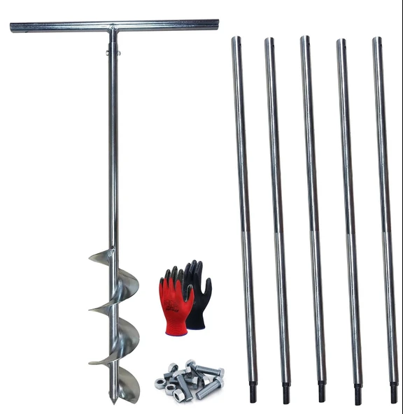 Galvaniz Toprak Burgusu Uzatmalı Sondaj Aleti Çap 15 cm Boy 6 mt ürün görseli 1