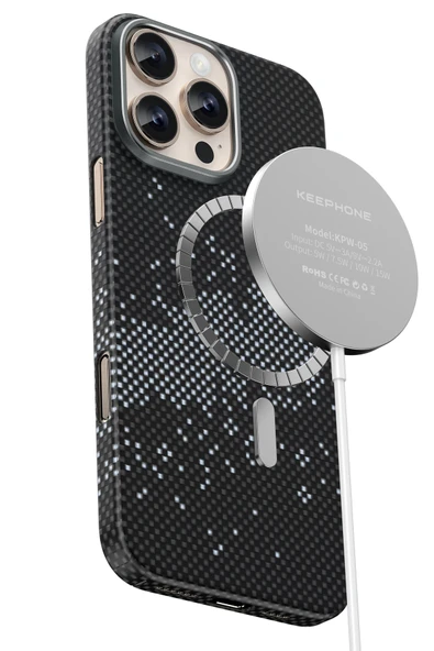 Fuchsia iPhone 16 Pro Kevlar Manyetik Şarj Uyumlu Kılıf - 7