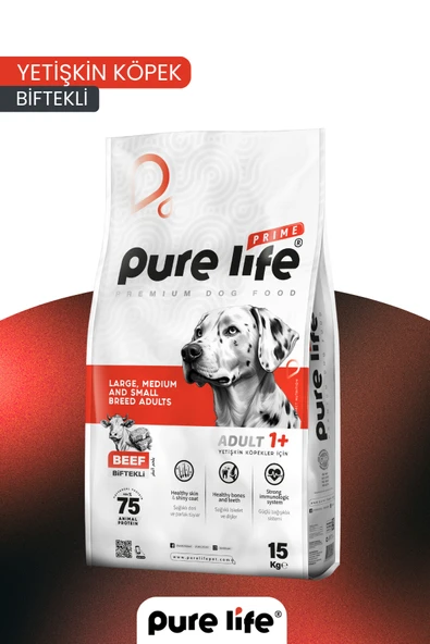 PURELİFE PRIME BİFTEKLİ YETİŞKİN KÖPEK MAMASI 15KG