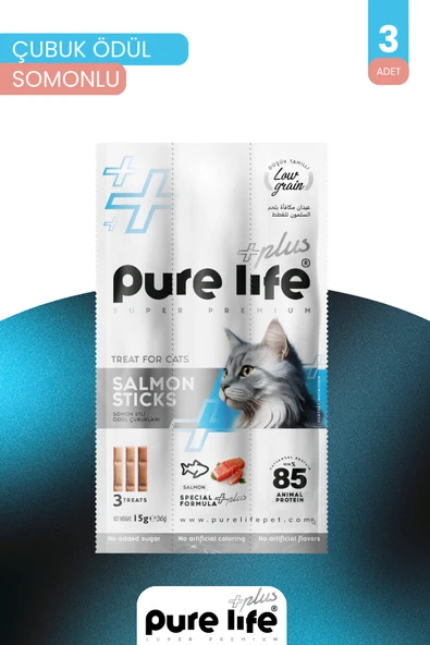 PURELİFE PLUS SOMONLU KEDİ ÖDÜL ÇUBUKLARI 15GR