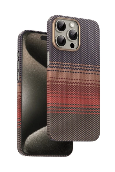 Fuchsia iPhone 16 Pro Kevlar Manyetik Şarj Uyumlu Kılıf - 8