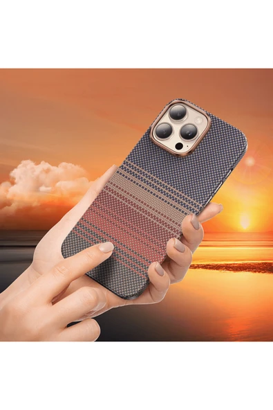 Fuchsia iPhone 16 Pro Kevlar Manyetik Şarj Uyumlu Kılıf - 9