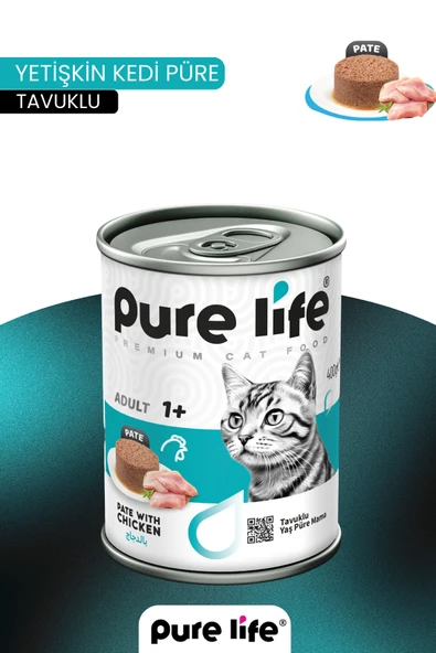 PURELİFE PATE TAVUK ETLİ YETİŞKİN KEDİ KONSERVE MAMA 400GR