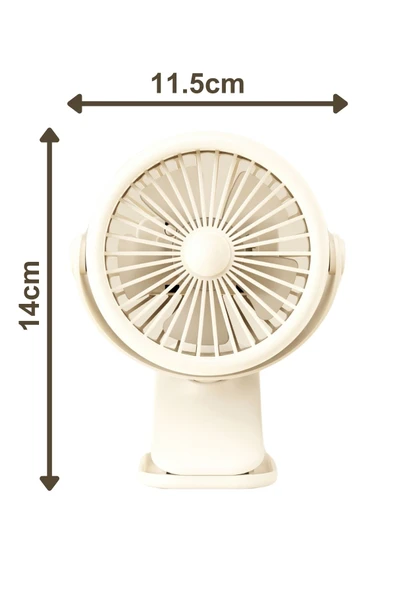 3 Kademe Usb Şarjlı Mandallı 360° Taşınabilir Fan Vantilatör Soğutucu YM88221 - 2