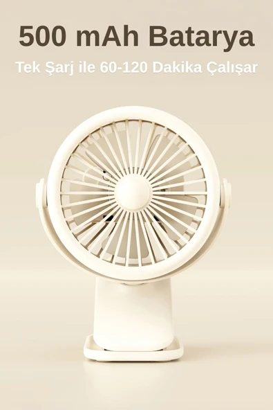 3 Kademe Usb Şarjlı Mandallı 360° Taşınabilir Fan Vantilatör Soğutucu YM88221 - 10
