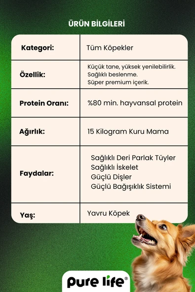 PURELİFE PUPPY KUZULU YAVRU KÖPEK MAMASI 15KG - 4
