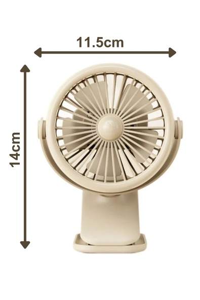 3 Kademe Usb Şarjlı Mandallı 360° Taşınabilir Fan Vantilatör Soğutucu YM88221 - 5