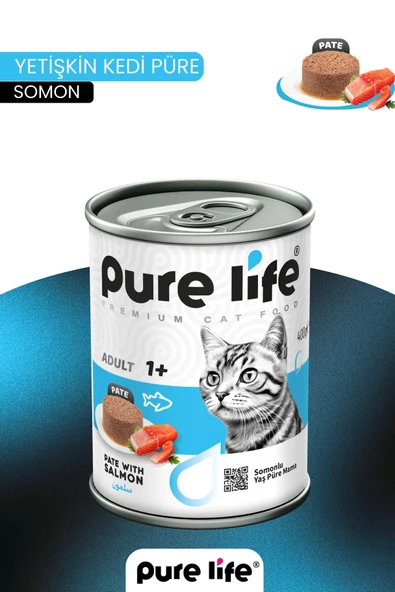 PURELİFE PATE SOMONLU YETİŞKİN KEDİ KONSERVE MAMA 400GR