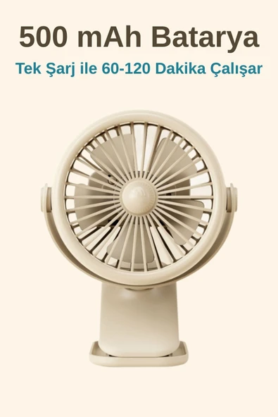 3 Kademe Usb Şarjlı Mandallı 360° Taşınabilir Fan Vantilatör Soğutucu YM88221 - 11