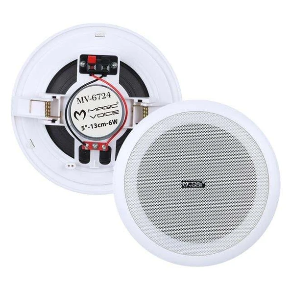 MagicVoice MV-6724 13 CM 6 Watt 8 Ohm 5" Beyaz Trafosuz Alçıpan Hoparlör - 1