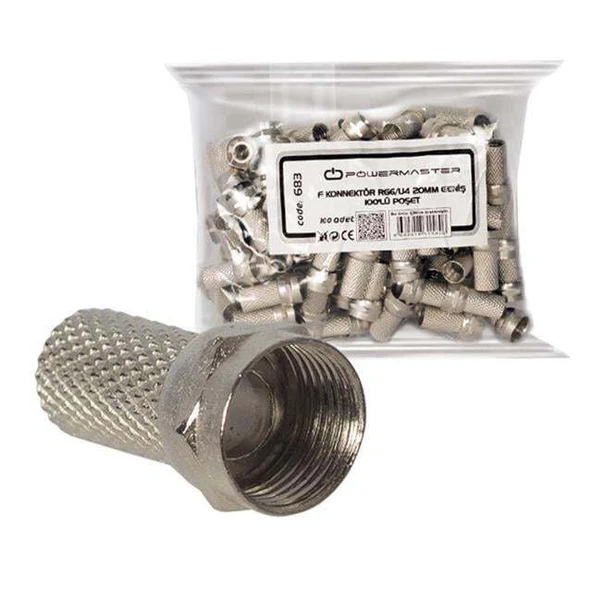 F Konnektör RG6-U4 18MM Geniş (100 Adet)-UJ-2005 ürün görseli 1