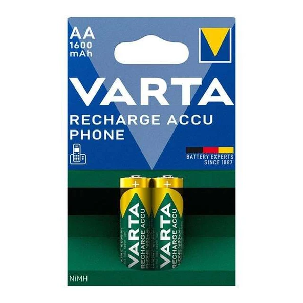 Varta T399 1.2V 1600 mAh Şarjlı AA Kalem Pil (2'li Paket) ürün görseli 1