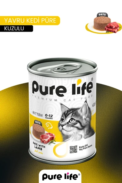 PURELİFE PATE KUZULU YAVRU KEDİ KONSERVE MAMA 400GR