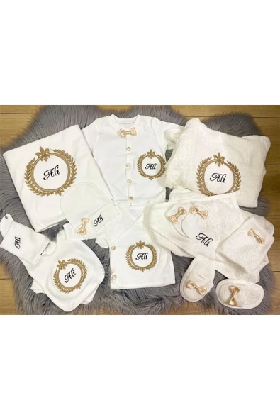 Jaju Baby Tasarım Nakışlı Ve Isim Işlemeli Bebek Yeni Doğan Set Ve Bornoz Set Takımı - 1