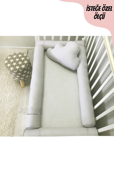 Jaju Baby Gri Montessori Yatak Bariyer 100x200 Beşik Kenar Koruma Özel Ölçü - 2
