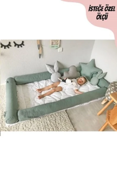 Jaju Baby Yeşil Montessori Yatak Bariyer 80x130 Beşik Kenar Koruma Özel Ölçü - 1
