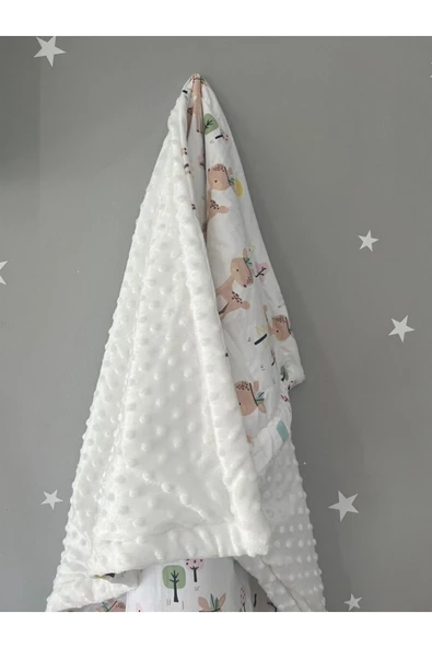Jaju Baby %100 Pamuk Minky Battaniye 100x100cm Yenidoğan Bebek Battaniye / Yenidoğan Pike - 3