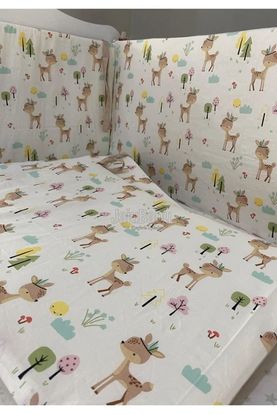 Jaju Baby Geyik Desenli 70x140 Beşik / Montessori Kenar Koruma Beşik Bariyer Özel Ölçü - 2