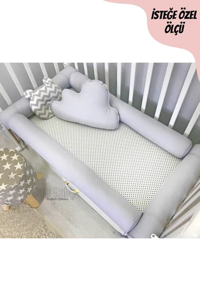 Jaju Baby Gri Montessori Yatak Bariyer 100x200 Beşik Kenar Koruma Özel Ölçü - 4