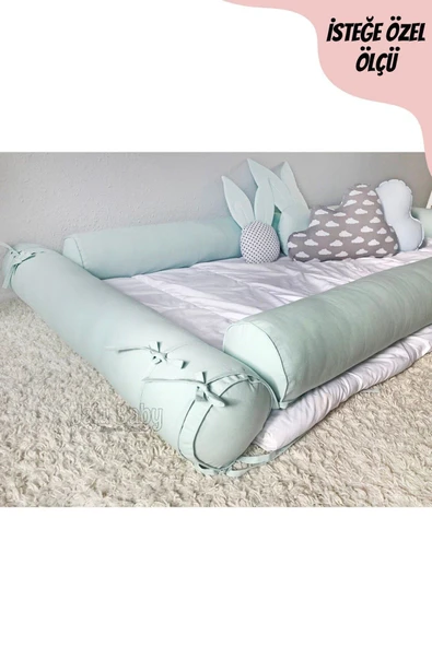 Jaju Baby Su Yeşili Montessori Yatak Bariyer 80x130 Beşik Kenar Koruma Özel Ölçü - 3