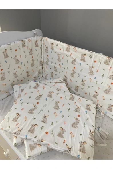 Jaju Baby Tavşan Desenli 80x130 Beşik Kenar Koruma Özel Ölçü - 1
