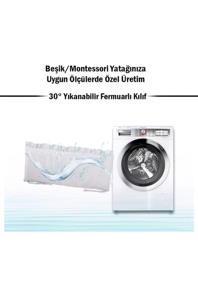 Jaju Baby Fırfırlı Pembe 80x130 Renk Beşik / Montessori Bebek Kenar Koruma - 2