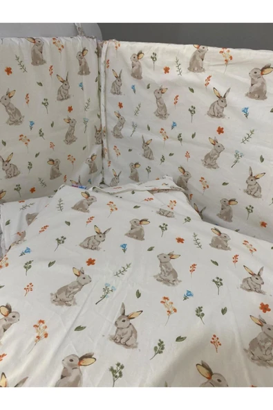 Jaju Baby Tavşan Desenli 80x130 Beşik Kenar Koruma Özel Ölçü - 2