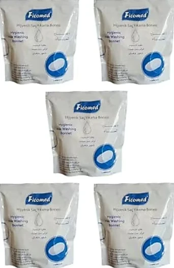 Ficomed Saç Yıkama Bonesi - Şampuanlı Bone - Tekli Paket - 5 Adet