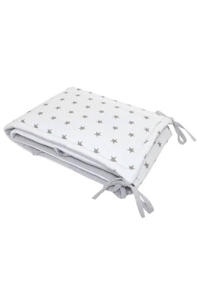Jaju Baby Beyaz Zemin Gri Yıldız 70x140 Beşik / Montessori Kenar Koruma Beşik Bariyer - 1