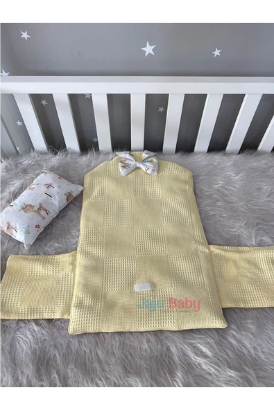 Jaju Baby Sarı Wafle Pike Kumaş Ceylan Tasarım Bebek Alt Açma Çantalı - 3