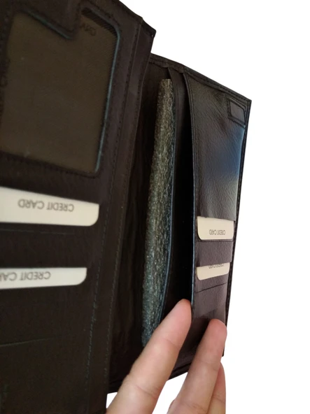 Hakiki Deri Elden Tutmalı Cüzdan Telefon Bölmeli Cüzdan Kartlık Bölmeli El Cüzdanı Çok Gözlü Unisex - 9