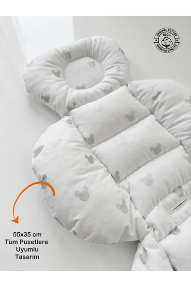 Jaju Baby Puset Minderi Micky 55x35 cm %100 Pamuk Oto koltuğu Minderi - 3