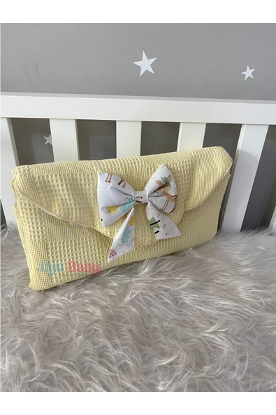 Jaju Baby Sarı Wafle Pike Kumaş Ceylan Tasarım Bebek Alt Açma Çantalı - 1