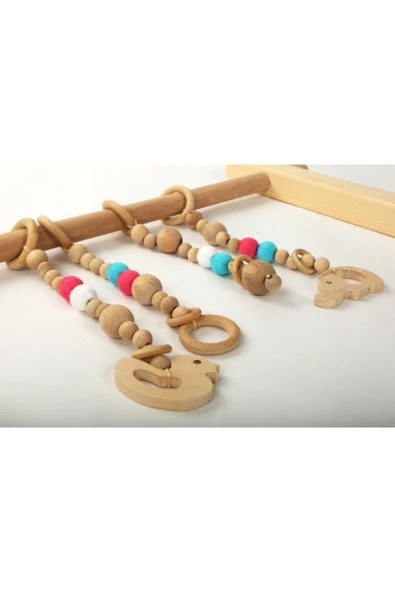 Jaju Baby Ahşap Bebek Jimnastik & Egzersiz & Su Yeşili Oyun Halısı Takım - 3
