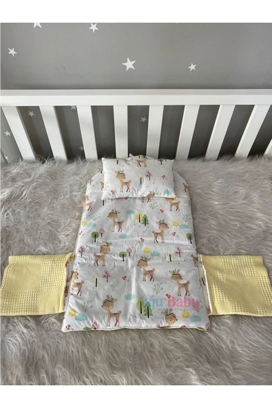Jaju Baby Sarı Wafle Pike Kumaş Ceylan Tasarım Bebek Alt Açma Çantalı - 2