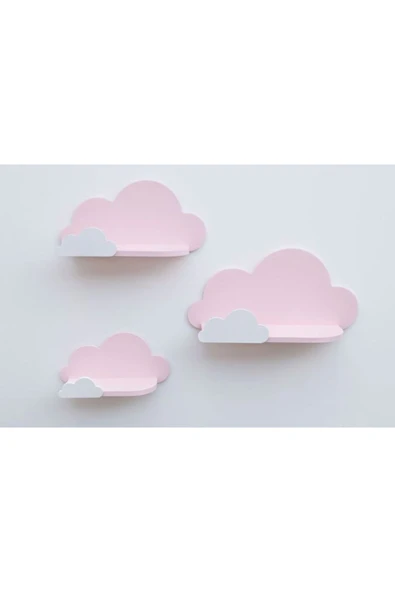 Jaju Baby 3'lü Pembe Kombinli Bulut Raf Set - 1