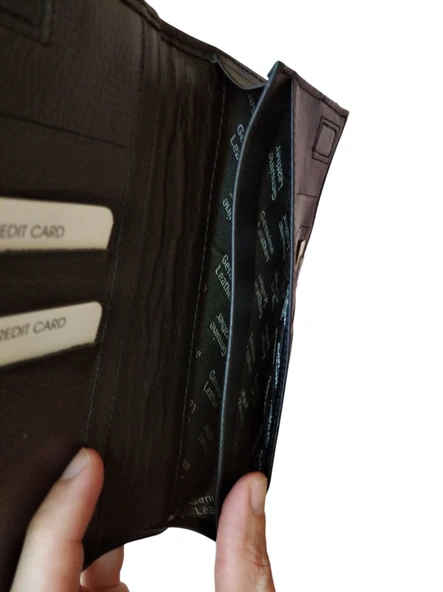 Hakiki Deri Elden Tutmalı Cüzdan Telefon Bölmeli Cüzdan Kartlık Bölmeli El Cüzdanı Çok Gözlü Unisex - 8